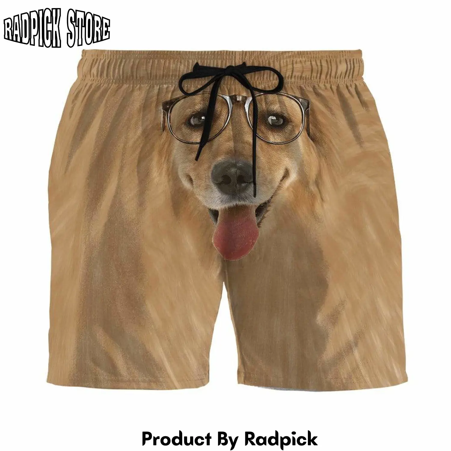 Radpick 3d golden retriever face beach shorts swim trunks rp631482